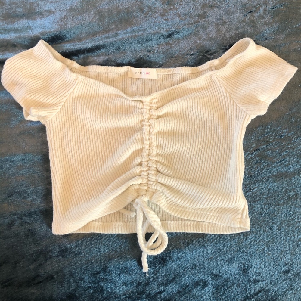 BETTER BE OFF THE SHOULDER TOP || Ivory Ribbed Top